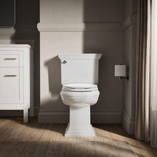 KOHLER K-4647-0 Stonewood Elongated Toilet Seat, Wooden Toilet Seat, White, Fits most elongated toilets, Includes color-matched plastic hinges