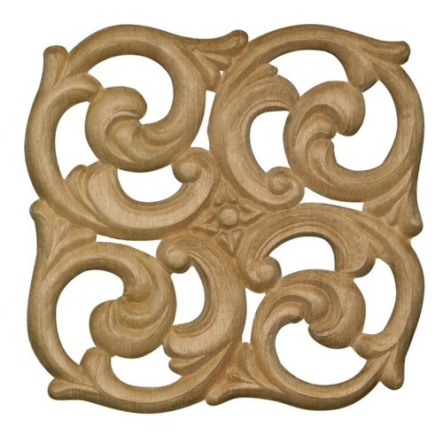 Osborne Large Embossed Wood Square Decorative Applique in Knotty Pine, Carved Wooden Ornament for Furniture, Walls, Cabinets and More, Unfinished Wood Applique is Sanded and Ready to be Stained