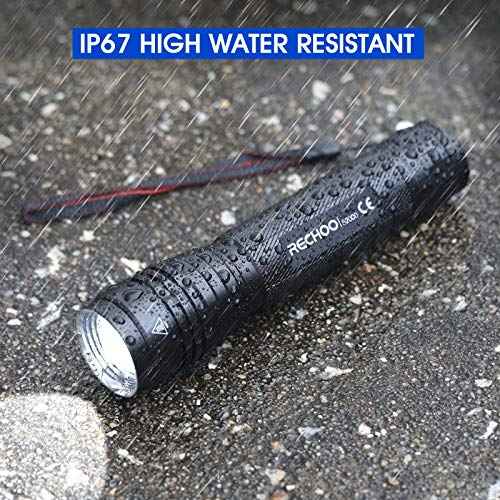RECHOO S2000 LED Flashlight High Lumens, Super Bright, Powerful, Mid-Size Tactical Flashlight with 3 Modes, Zoomable, Water Resistant Flashlights for Home, Emergencies, Camping, Outdoor Use