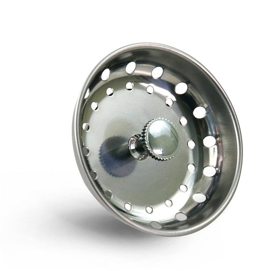 Highcraft 97333O Kitchen Sink Basket Strainer Replacement for Standard Drains (3-1/2 Inch) Chrome Plated Stainless Steel Body with Rubber Stopper, Single