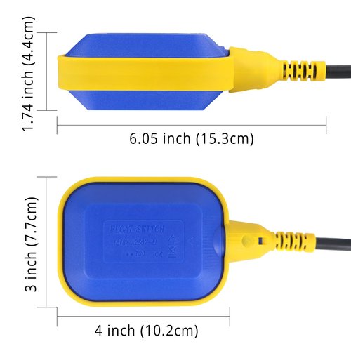 9.84Feet Cable Waterproof Float Switch for Water Tank,3M Float Switch Water Level Controller for Sump Pump (9.84ft(3M))