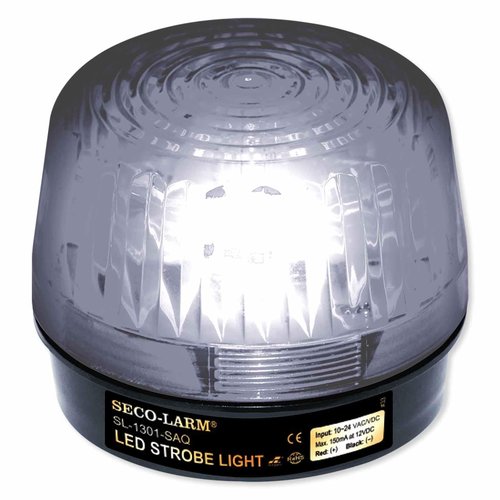 Seco-Larm Enforcer LED Strobe Light with Built-in Programmable Siren, Clear (SL-1301-SAQ/C)