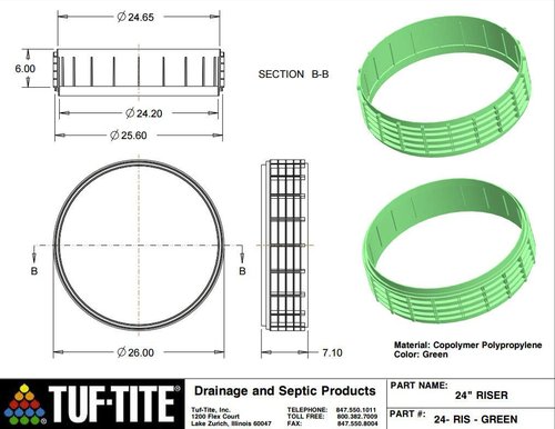 24X6 Tuf-Tite Septic Tank Riser, Green, 24-RIS