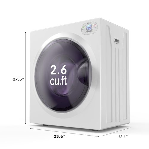 ROVSUN 2.6 Cu.Ft Portable Clothes Dryer, 1400W Fast Drying Front Load Tumble Laundry Dryer with Stainless Steel Tub & LCD Control Panel Six-Mode for Apartment, Home, Dorm