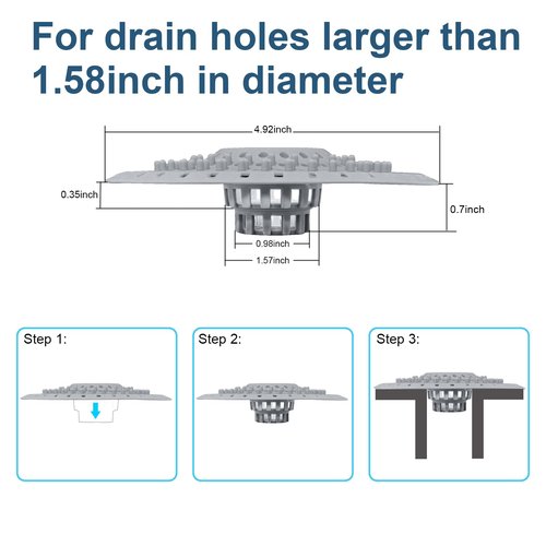 Bathtub Drain Hair Catcher, Silicone Tub Hair Catcher Drain Protector Strainer, Collapsible Shower Hair Drain Catcher Strainer for 1.48'' to 1.75'' Regular Drains, 3PCS