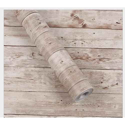 DWIND Vinyl Vintage Self Adhesive Wallpaper Wood Removable Peel and Stick Wallpaper Stick On Kitchen Cabinet Bedroom Livingroom
