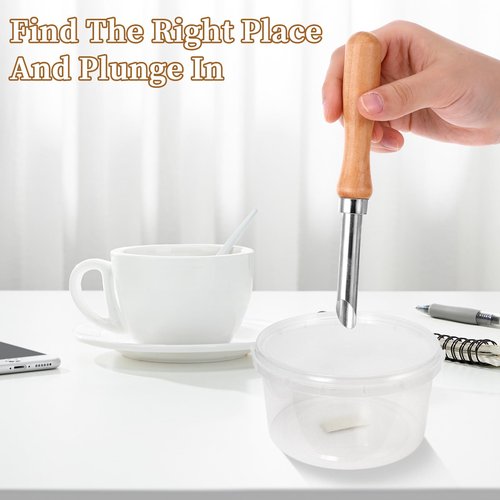 2 Pack Clay Hole Cutters Straw Puncher Single for Plastic Lids Lemonade Stainless Steel Circular Clay Hole Cutters Pottery Tools Wooden Handle Clay Tools Lemonade Cup Lid Hole Puncher for Straw