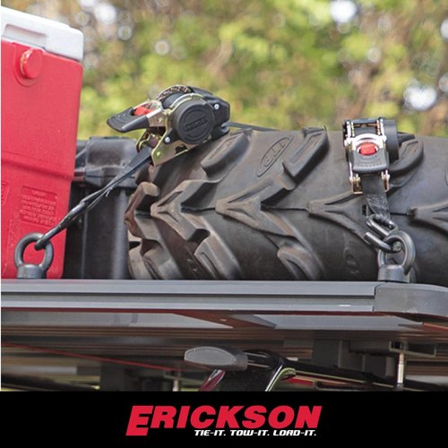 Erickson 34415 Pro Series Black Retractable Ratcheting Tie-Down Strap (Pack of 2, 1" x 10')