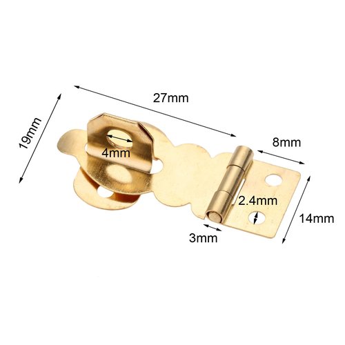 dophee 10Pcs Brass Solid Padlock Hasp, Mini Decorative Hasps Buckles with Screws for Wooden Box Jewelry Box Wine Gift Case Chest Suitcase, 1.06"x0.75"