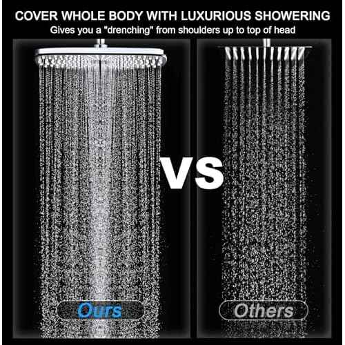 High Pressure Rain Shower Head: Upgrade Shower Heads with Handheld Spray Combo with Fixed Showerhead and 10 Sprays Handheld Shower Head, Detachable Shower head Built-in Magnetic Docking and Power Jets