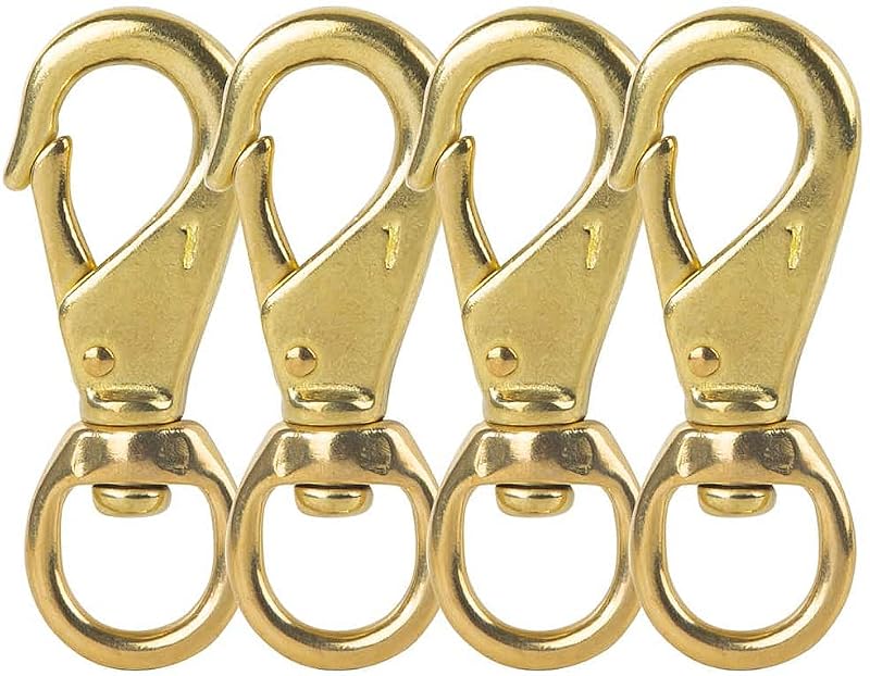 Solid Brass Swivel Snap Hooks Clips 3¼ Inch Heavy Duty Hardware Pack of 4