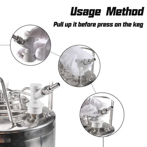 Cornelius Keg Ball Lock Disconnect - LUCKEG Brand Ball Lock Gas Disconnect 1/4 MFL with Swivel Nuts, 2 Free Worm Clamps for Homebrewing