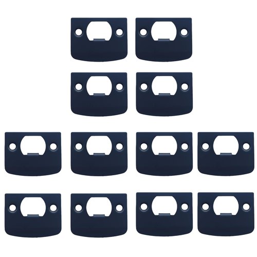 12-Piece Door Strike Plate Kit, Black Stainless Steel Deadbolt Covers & Reinforcement, Full Lip Round Corner, Fits Standard Wooden Doors & Locks (Square)