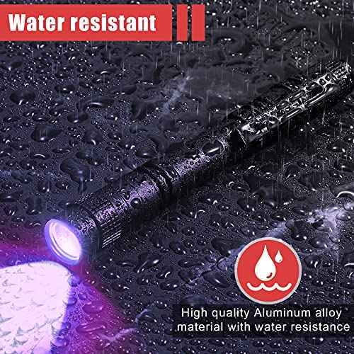 Honoson 2 Pieces UV Black Light Flashlight Small Blacklight Flashlights Pen Lights for Leak, Pet Urine, Hotel Inspection, Dry Stain and Dye Detector, 5.2 Inches Long