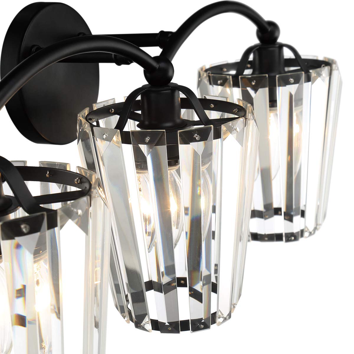Aipsun Crystal Vanity Light Fixtures Black Bathroom Light Fixtures Crystal Wall Lights for Bathroom E26 Base (Exclude Bulb)