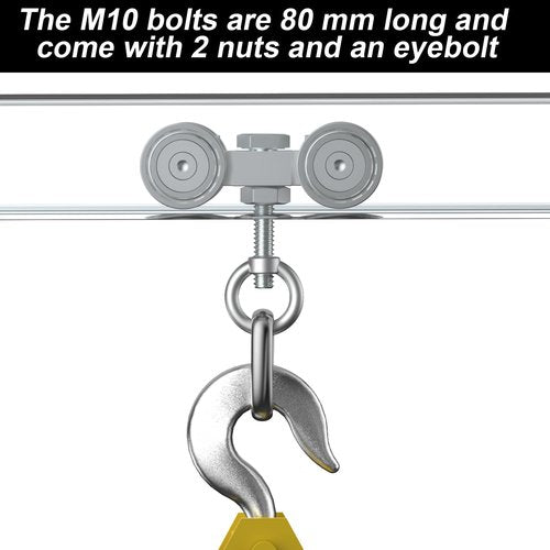 EASGIU 4 Wheel Trolley Assembly Roller Trolley - Silent M10 Bolt and Nuts - Use with 1-5/8" Wide Wide and All 1-5/8" Unistrut Strut Channel (2 Set)