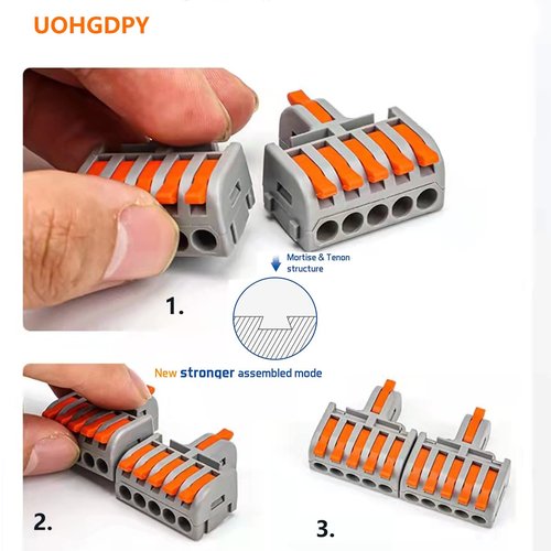 UOHGDPY 40PCS Lever Wire Connectors,1 in i Out-1 in 5 Out Wire Splitter,Compact Wire Connectors Splicing Connectors for Circuit Inline 28-12 AWG