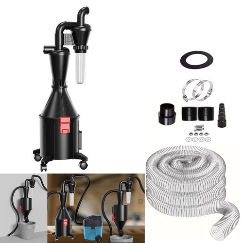PEMEDOR 2 in 1 Dust Cyclone Collector Separation Vacuum Cleaner Wall Mounted Wheeled Modes Dust Collector Woodworking Tools Contractor Polish Pollen Ash etc Focusing Small Dust (Whole Rocket Set)