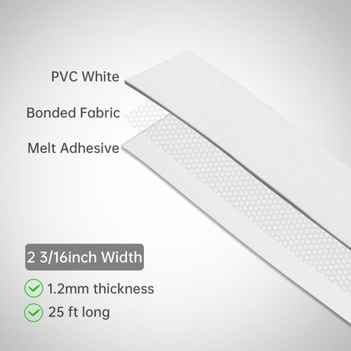 PNXKTXO 2-3/16 inch * 50 Ft PVC Edge Banding Hot Melt Adhesive Pre-Glued Veneer Edging White for Plywood Table 5.5 cm * 15m Cabinet Edges
