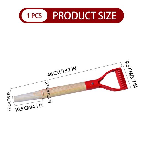 Shovel Handle Replacement 18inch Wooden Shovel Handle with Plastic Grip for Garden Digging Raking Tool