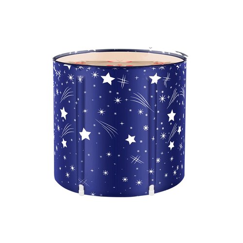 STARBRILLIANT Portable Foldable Bathtub, Collapsible Adult Travel Bath Tub for Camping, Home & Spa, Space-Saving Storage, Durable PVC Material (Starry Sky B, 27inch)