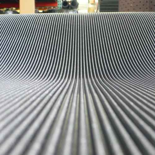 Rubber-Cal 03_168_W_FR_04 Fine Rib Corrugated Rubber Mats, 1/8" Thick x 4' x 4' Runners, Black