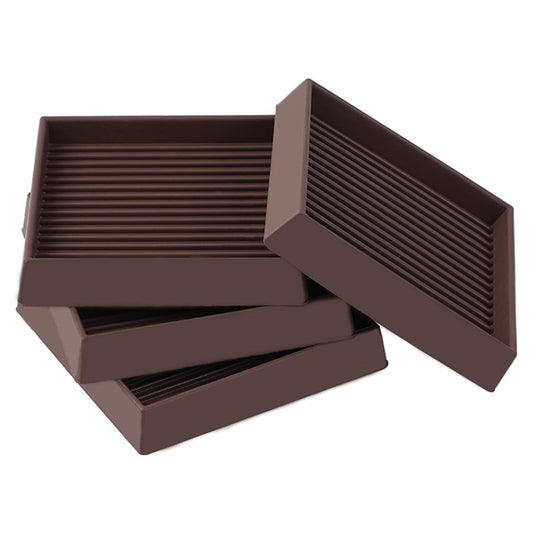 3x3 Non Slip Rubber Furniture Caster Cups for Hardwood Floors, Anti-Slip Square Furniture Coasters Pads Stopper Gripper Floor Protectors for Bed Couch Table