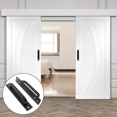 Jiozermi 2 Pack Sliding Barn Door Handle, 5.9 Inch Gate Door Handles, Aluminium Alloy Door Pull Handle for Sliding Barn Door Gate Cabinet Closet Drawer Garage Shed, Black