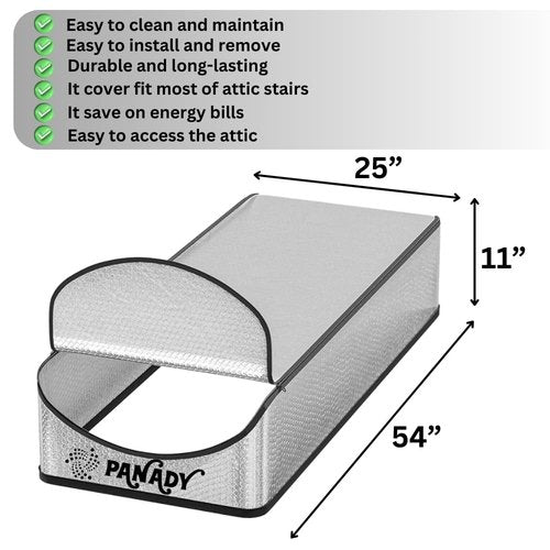 PANADY Attic Stairs Insulation Cover - 25 In x 54 In x 11 In - Class A Fireproof Attic Door Insulation Cover - Attic Access Insulation Cover - Attic Stairway Insulator - Attic Ladder Insulation Cover