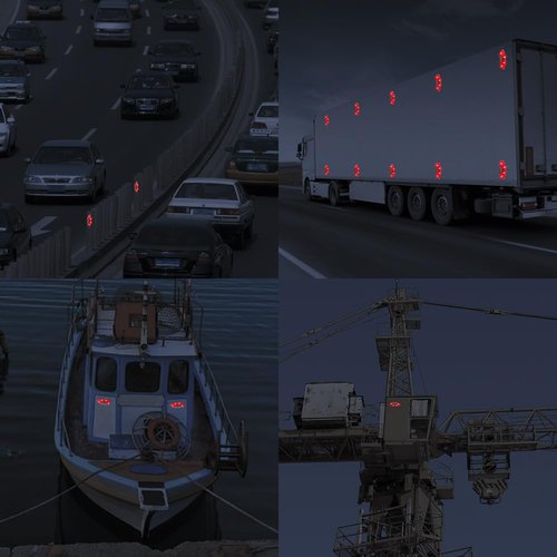 Solar Strobe Warning Light Sensitive LED Warning Lamp Super Bright IP65 Waterproof Light Control Flashing Beacon Barricade Construction Safety Road Signs Flash Traffic Lights-4 PCS (Red)