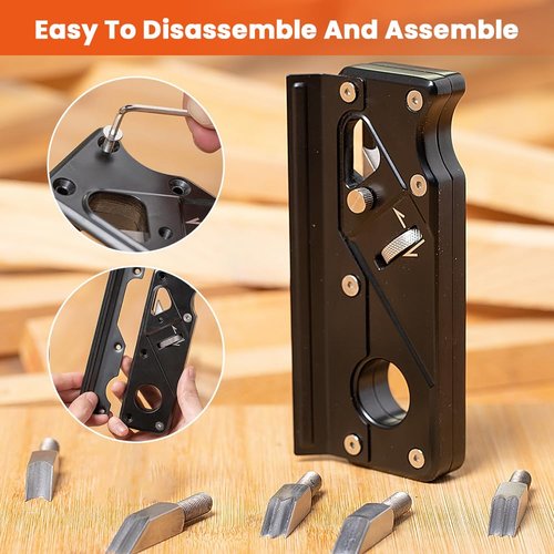 Saker Sakerplus Chamfer Plane-Woodworking Edge Corner Flattening Tool,Edge Corner Plane with 6 Cutter Heads,Chamfering Planer Suitable for Edge Trimming of Wood, Edge Corner,Carpenter Tools