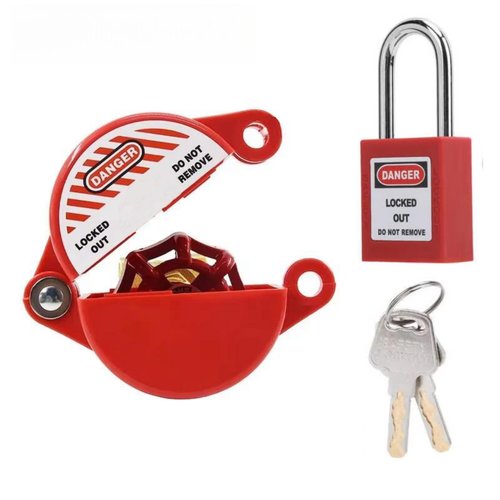 WIILDIS Gate Valve Lockout Device and Safety Padlock, Outdoor Faucet Lock for Outdoor Faucet Knob/Water Spigot/Propane Tank, Suited for 1 to 2-1/2 in Dia Valve Handles