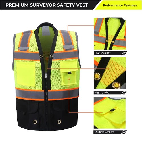 Shine Bright Safety Vest - High Visibility with Reflective Straps and Pockets – Premium, Soft, Durable, and Breathable – ANSI CLASS 2 (Size Medium, Black)