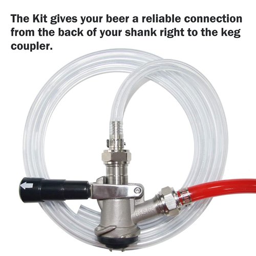LitKiwi Draft Beer Line with Connectors,Part of Kegerator Kit,5 Feet-Clear Vinyl Tubing Hose 5/16"ID 7/16" with Stainless Steel Barb Fitting,for Beer Tap Tower Keg Homebrewing