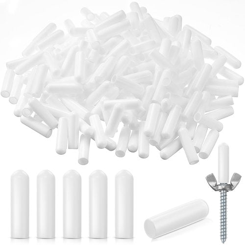 Maasechs 200 Pcs 1/4" x 1" Hurricane Shutter Hardware Screw Protector Caps 6 mm Anchors Covers for Window White Covers Ends of Screw Bolts for Storm Hurricane Shutters Windows Exterior