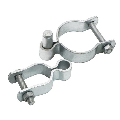 Chain Link Fence Post Hinge 1-3/8" x 2-3/8" Female and Male Hinges Gate Frame Hinges with Bolts and Nuts Galvanized Steel Zinc Plated Pipe Hinge for Gate and Fence Frame