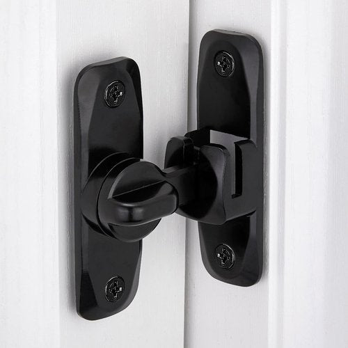 INIRET Barn Door Latches,90/180 Degree Gate Lock,Zinc Alloy Right Angle Door Lock Latch,Flip Gate Latches Hardware,Door Security Sliding Door Latch Lock fo Cabinets,Bathroom,Barn Door (Black_1 Pack)