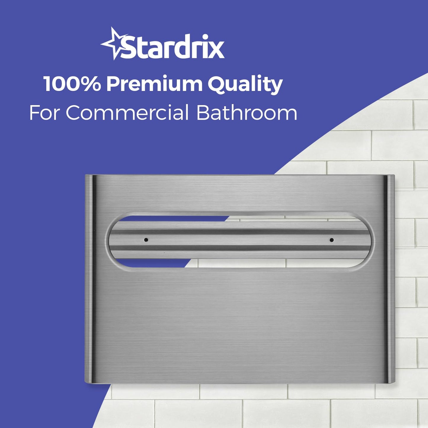 Stardrix Slim Brushed Stainless Steel Toilet Seat Cover Dispenser – Designer Wall-Mount Holder with Curved Edges and Large Capacity for Single or 1/2 Fold Covers, Aesthetic and Modern Look
