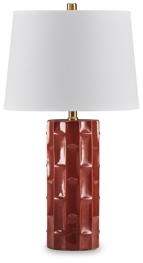 Signature Design by Ashley Jacemour Contemporary Ceramic Table Lamp Set with 3-Way Switch, Set of 2, Dark Brown & White