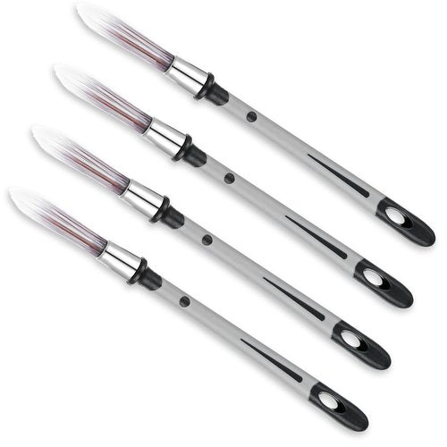 QFGasre 4 Pcs Trimming Paint Brushes for Wall Trimming Painting Tool 0.56 Inch Small Painting Brushes Round Paint Brush for Baseboards Furniture House Wall Corners Detail Trimming Edger Brush