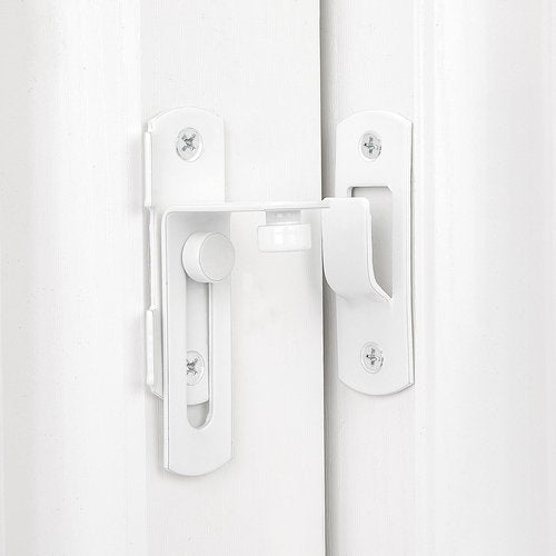 INIRET 2 Packs Flip Door Sliding Latches，White 90 Degree Stainless Steel Bar Gate Latches Safety Door Lock,Sliding Door Antique Lock Gate Latches Wine Cabinet Carbon Steel Closet Door Latches