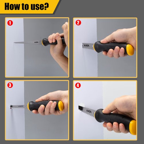 KATA Hacksaw Frame Set, 10'' Mini Hacksaw and Drywall Saw/Jab Saw, Including 4pc Extra Flexible Bi-Metal HSS Blades, Handsaw for Metal, Wood, PVC Pipes