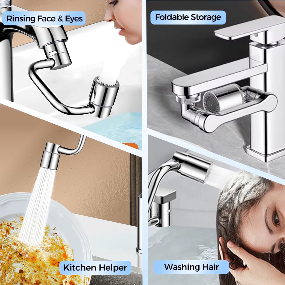 Rotatable Faucet Aerator Extension, 2026 New Universal Sink Faucet 1440° Rotatable Faucet Aerator Extension, U Shaped Faucet Extender, 360° Rotating Faucet Extender for Bathroom Sink/Kitchen (3 PCS)