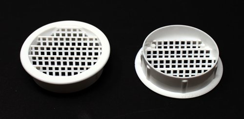 2" Round Plastic Louver Soffit Air Vent Reptile Screen Grille Cover Multiple Colors/Quantities (6, White)