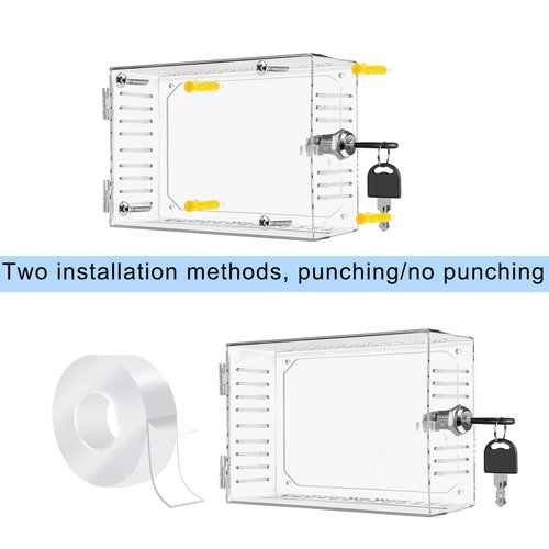 Universal Thermostat Lock Box with Key,Clear Large Thermostat Cover for Thermostat on Wall,Thermostat Guard Fits Thermostats 6.3 x 4.4 x 2 inches or Smaller