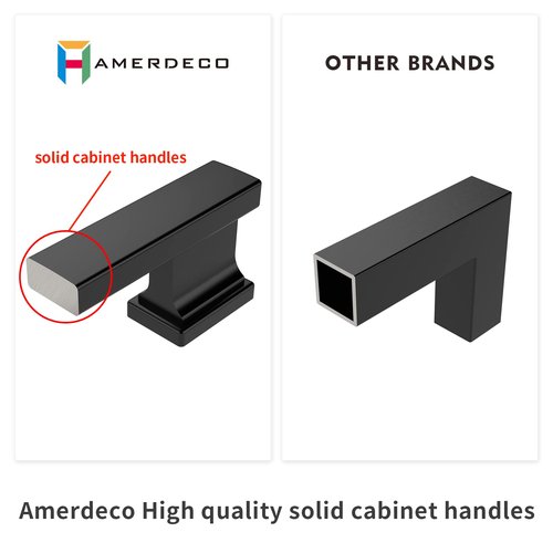 Amerdeco 10 Pack Matte Black Cabinet Pulls 5 Inch(128mm) Hole Centers Kitchen Cabinet Handles Cabinet Hardware Kitchen Handles for Cabinets Cupboard Handles Drawer Pulls ZH00013