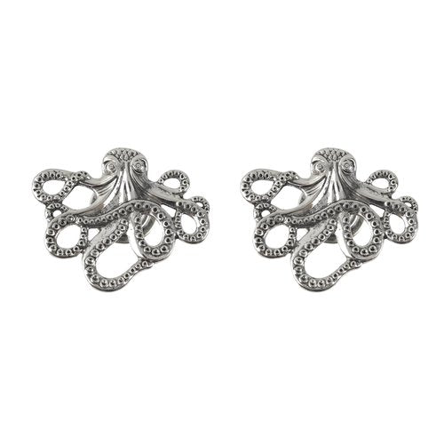 MY MIRONEY 4PCS Silver Octopus Cabinet Knobs Single Hole Elegant Octopus Drawer Handles Zinc Alloy Decorative Furniture Door Pulls Handles for Cupboard Dresser Wardrobe