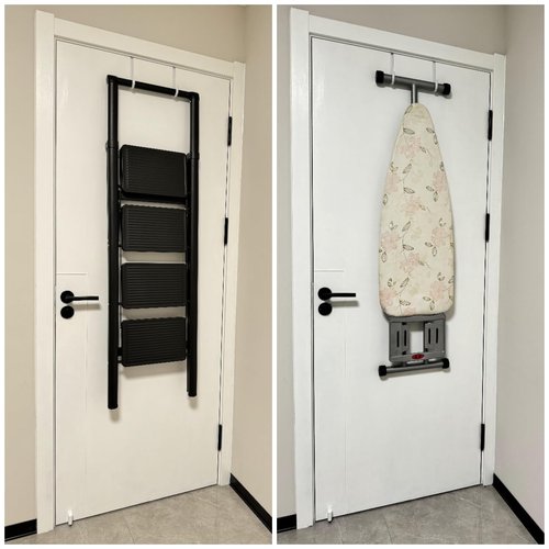 Mars-Rock Over the Door Hooks 4Pcs L=5.5" Fit 1 3/8" Door Steel with White Rubber Coating Hanging Towel Robe Clothing Hanger for Bathroom Room Wreath Ironing Board Holder Cute Thin Single Heavy Duty