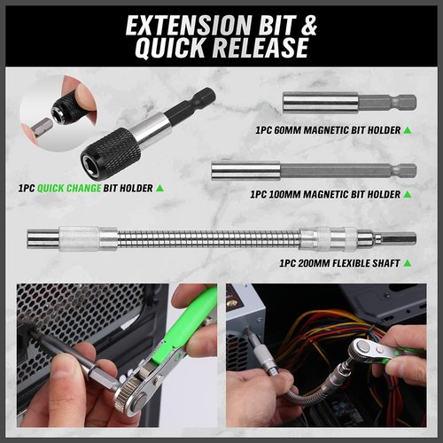SWANLAKE 232PCS Ultimate Screwdriver Bit Set,Chrome Vanadium Steel Driver Bit Set, Includes Security Bits,Nut Driver, Ratchet Wrench and Bits Holder