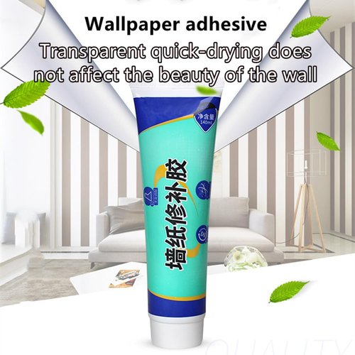 2Pcs Wallpaper Repair Adhesive, Clear Wallpaper Paste Kitfor Fixing Tears, Seams & Edges, Extra-Strong Glue for Seam Repair, Easy-Spread Wallpaper Glue, Strong Adhesion for Vinyl Wallpaper